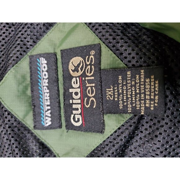 Guide Series Waterproof Men's 2XL Green Jacket Raincoat Vented Hood Zip Pockets - Picture 7 of 11
